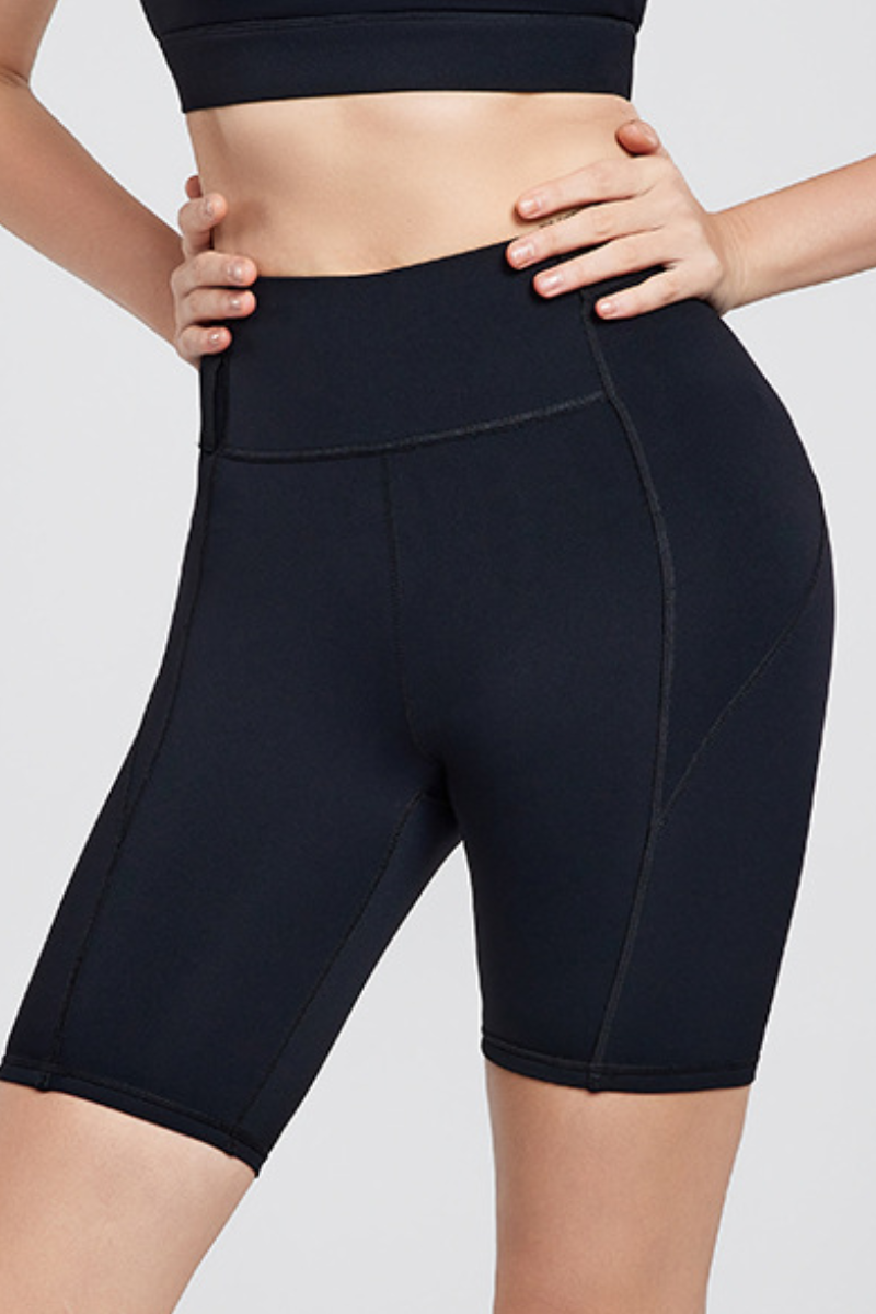 Women's Multi-Purpose Pocket High Waist Solid Cycling Shorts