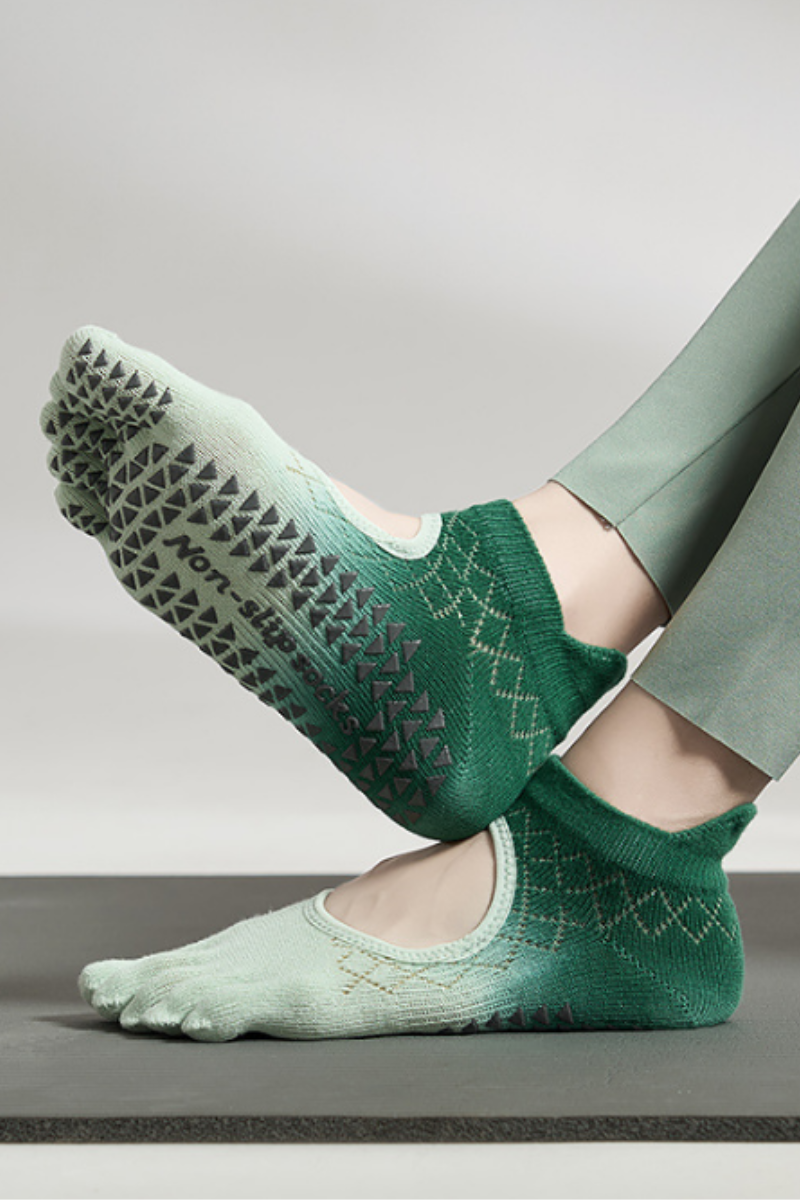 Women's Ombre Mesh Yoga Grip Five-Toe Socks