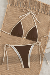 Women's Sexy Triangle Cup Halterneck Color Block Bikini