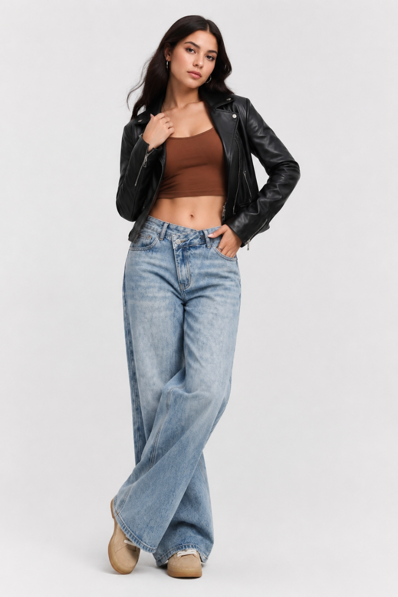 Women's High Waist Light Wash Vintage Baggy Wide Leg Jeans