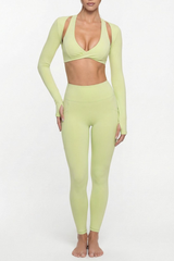Women's Twist Front Long Sleeve T-shirt & Leggings 2-Piece Set