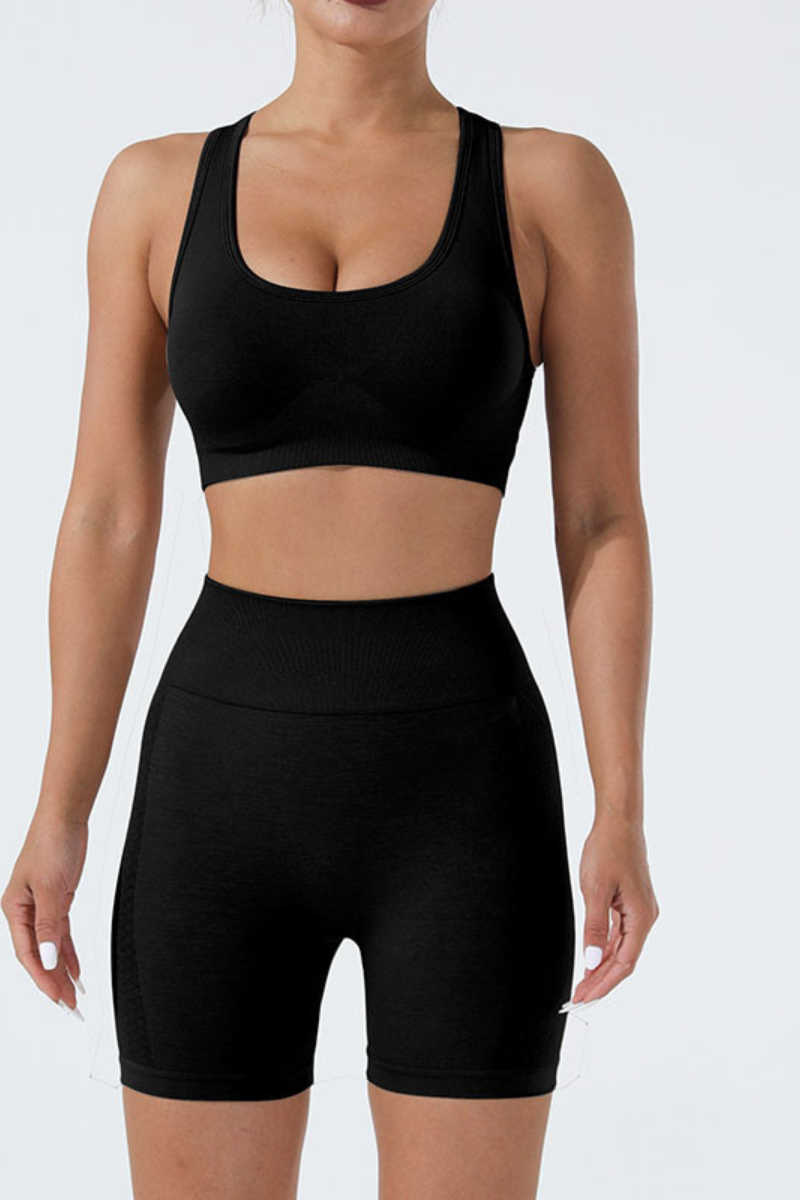 Women's Sports Seamless Set:U-neck Bra And Shorts