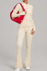 Ladies' zipper long-sleeve two-piece set