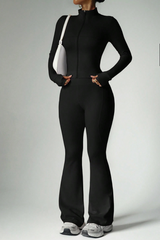 Women's Sport Set:Stand Collar Jacket And Flared Pants