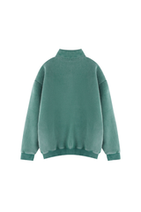 Unisex Fall Vintage Fleece Washed 1/4 Zip Mockneck Sweatshirt