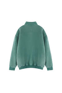 Unisex Fall Vintage Fleece Washed 1/4 Zip Mockneck Sweatshirt