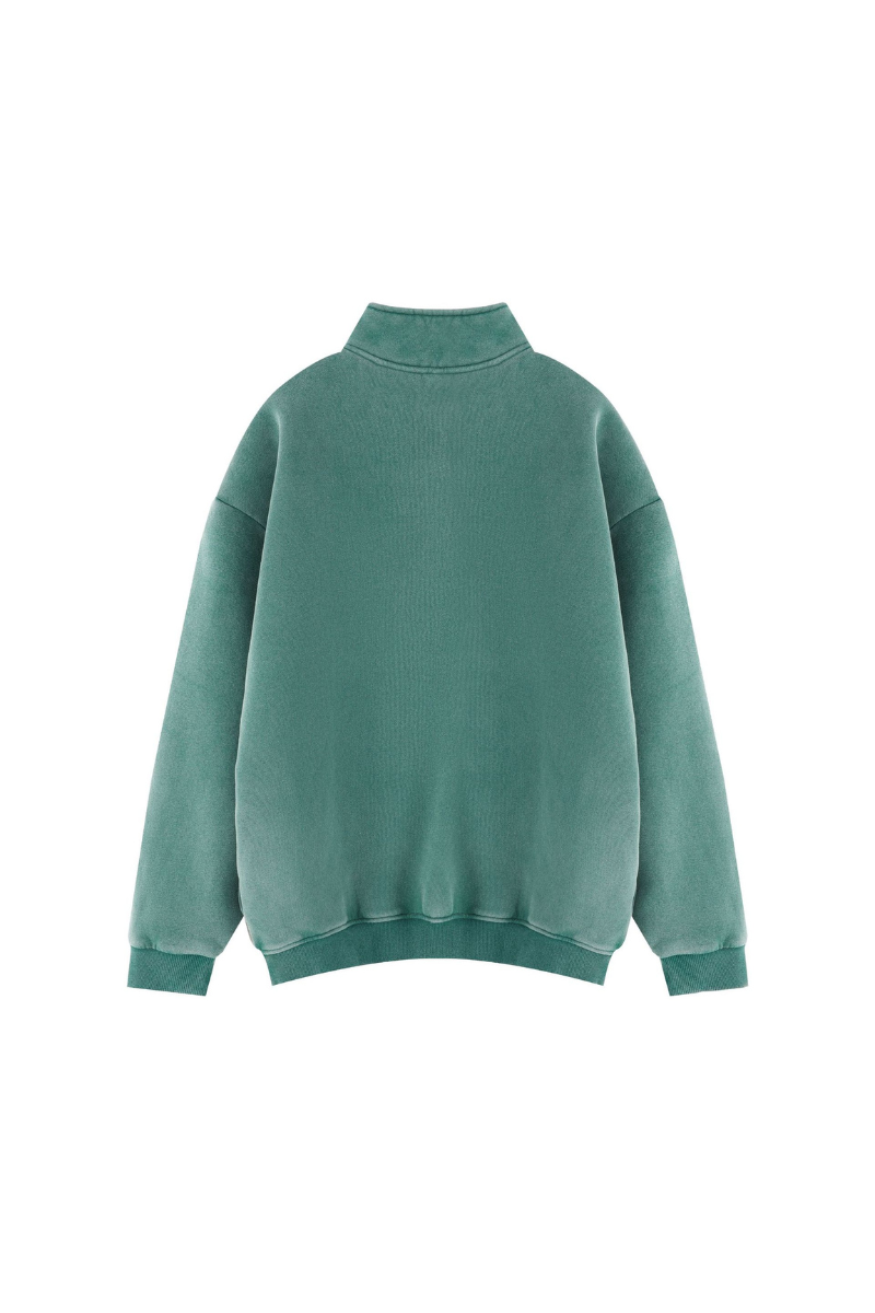 Unisex Fall Vintage Fleece Washed 1/4 Zip Mockneck Sweatshirt