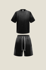 Unisex Splatter Tie-Dye Tee - Washed Vintage Streetwear Set