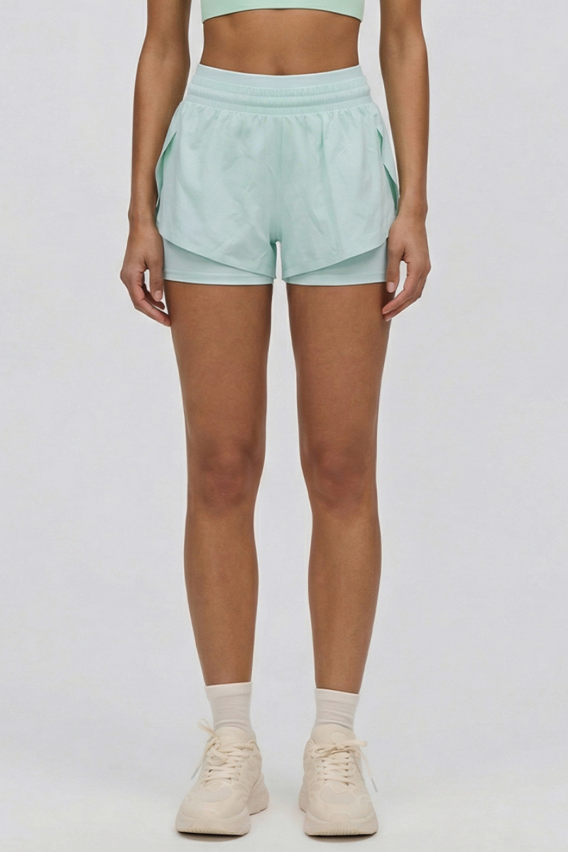 Women's Summer Cooling Faux Two-Piece Drawstring Sports Shorts