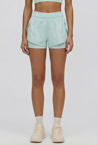 Women's Summer Cooling Faux Two-Piece Drawstring Sports Shorts