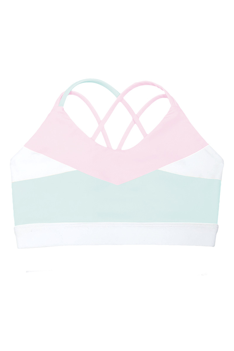 Kids color blended cross back straps sports tank top.