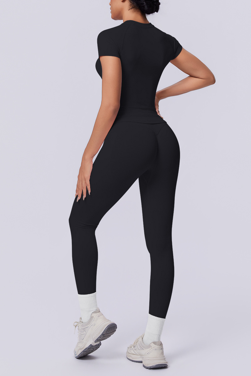 Women's Seamless Sets:Slim Fit T-shirt And Leggings