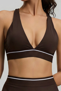 Women's Deep‑V Halter Crisscross Back Sports Yoga Bra