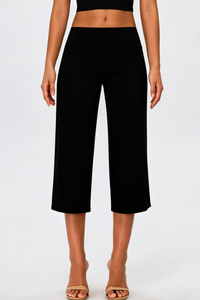 Women's No Front Seam Wide-Leg Cropped Yoga Pants