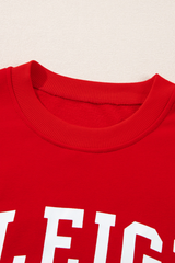 Women's Christmas Sets:Sleigh Letter Sweatshirt And Shorts