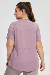 Plus Size Women's Back Mesh Vent Soft Athletic Yoga T-shirt