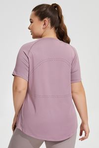 Plus Size Women's Back Mesh Vent Soft Athletic Yoga T-shirt