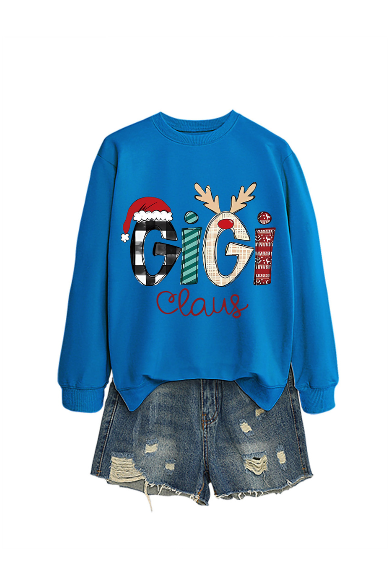 Christmas Print Crew Neck Loose Pullover Sweatshirt