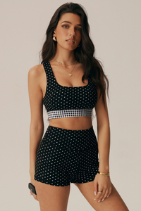 Women's Vintage Polka Dot Bra and High Waist Shorts Yoga Set