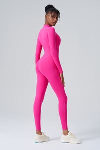 Women's Zip Slim Buttocks Lift Sculpting Longsleeve Jumpsuit
