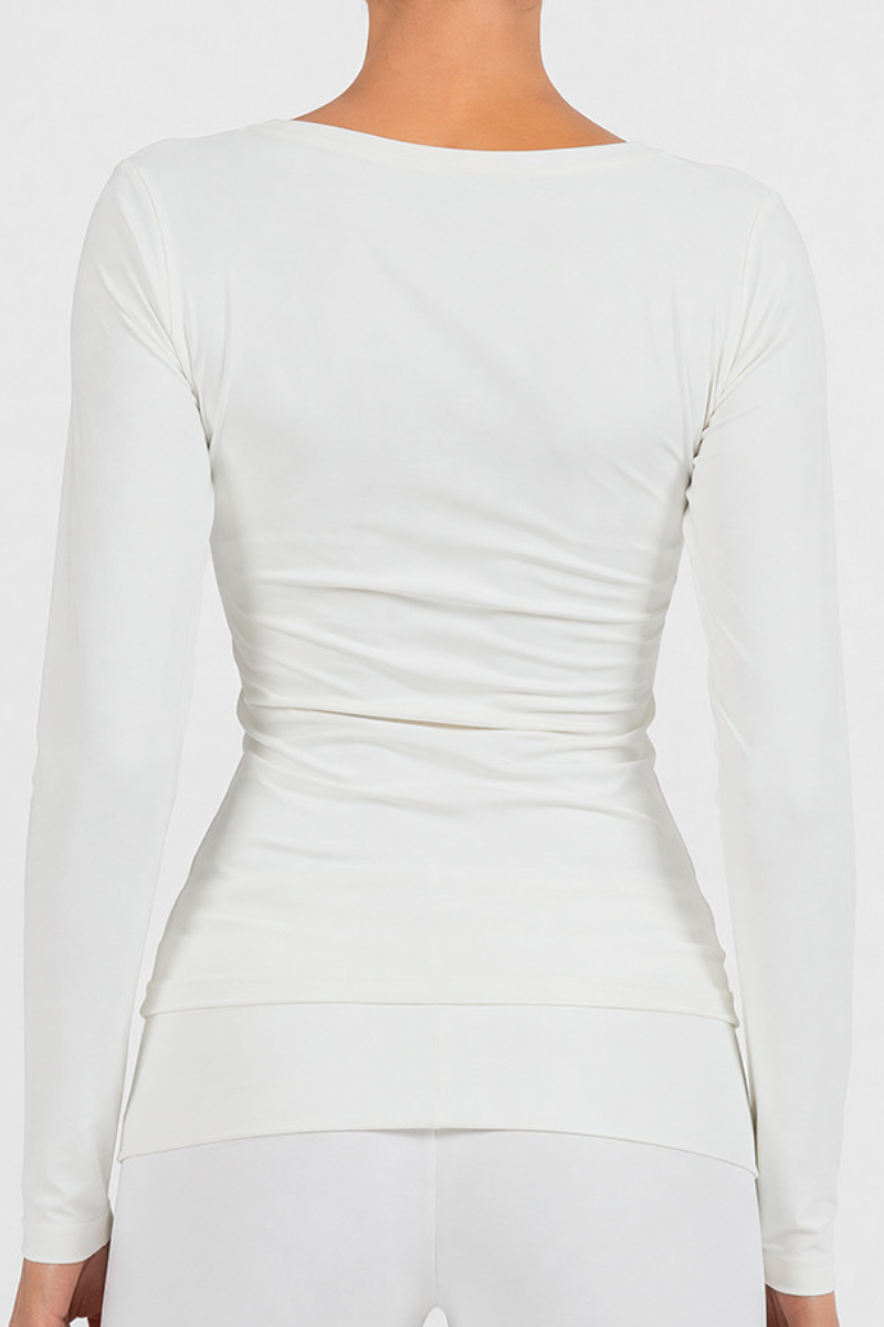 Women’s Wide Scoop Neck Form-Fitting Long Sleeve Pilates Top
