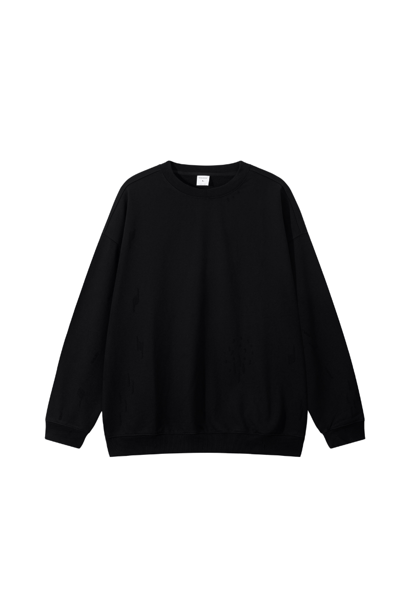 Men's Fall Washed Distressed Loose Drop Shoulder Pullover