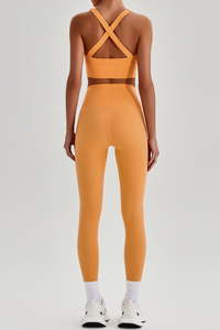 Women's Cross Back Bra & No Front Seam Leggings Yoga  Set