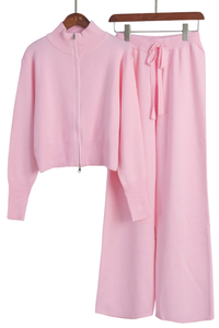 Double-opening zipper fitted sweater set