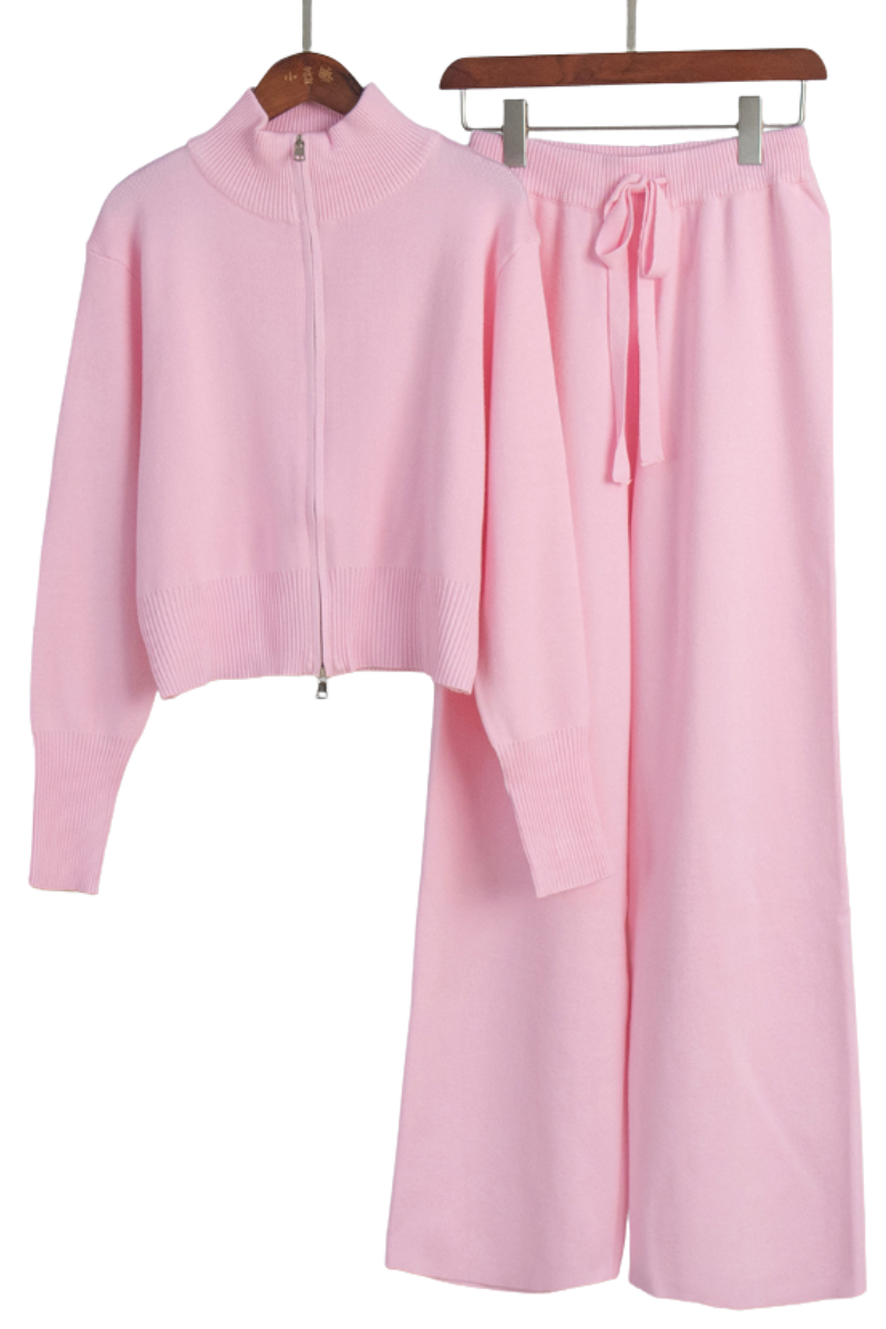 Double-opening zipper fitted sweater set