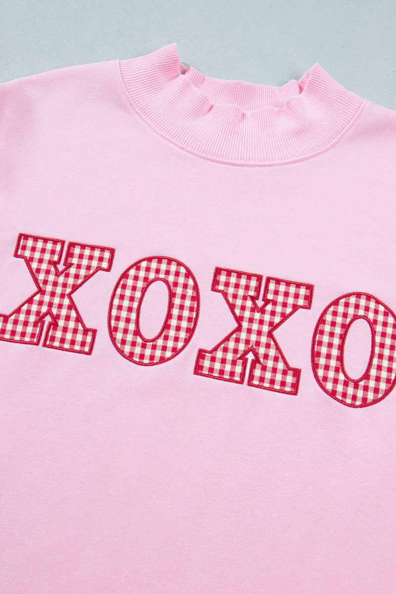 Women's Fall Pink Valentines Day Mock Neck Sweatshirt