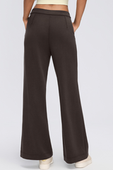 Women's Fall Center Pleat Hidden Card Pocket Wide Leg Pants