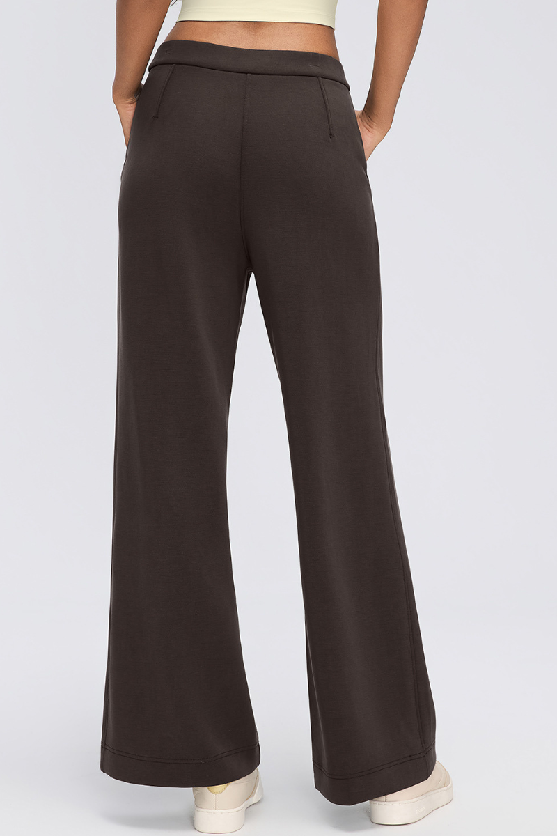 Women's Fall Center Pleat Hidden Card Pocket Wide Leg Pants