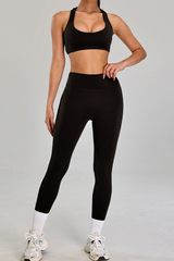 Women's Two-Piece Set:U-Neck Bra And Slim Leggings