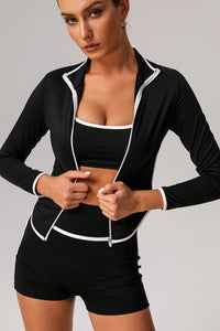 Women White Piping Sports Jacket