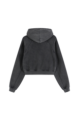 Women's Washed Short Hooded Sweatshirt