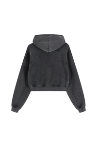 Women's Washed Short Hooded Sweatshirt