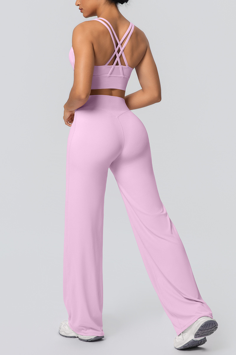 Women's Set:U-neck Sexy Crisscrossed  Bra And Wide Leg Pants
