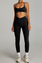 Women's Set: Cross-back  Bra And Criss-cross Waist Leggings