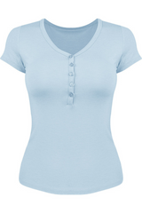 V-neck button-down short-sleeved sports top