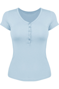 V-neck button-down short-sleeved sports top