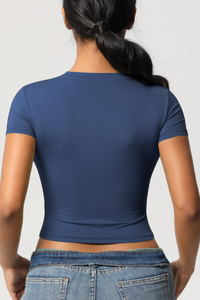 Women's Cropped Solid Round-necked T-shirt