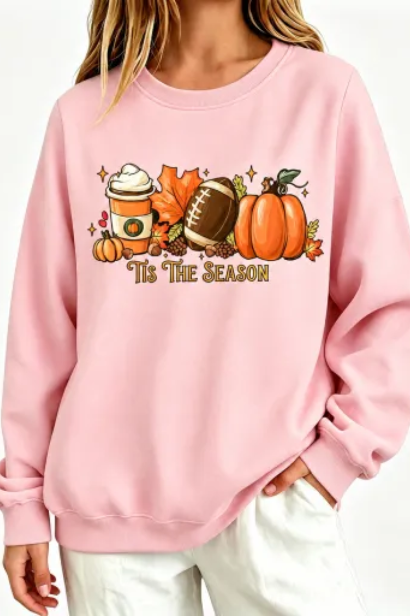 Women’s Fall Football Pumpkin Graphic Halloween Sweatshirt