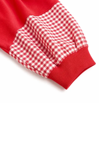 Plus Size Women Fall Gingham Patchwork Mock Neck Sweatshirt