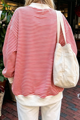 Women's Fall Southern Style Soft Striped Mock Neck Sweatshirt