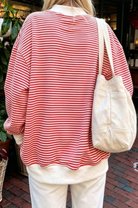 Women's Fall Southern Style Soft Striped Mock Neck Sweatshirt
