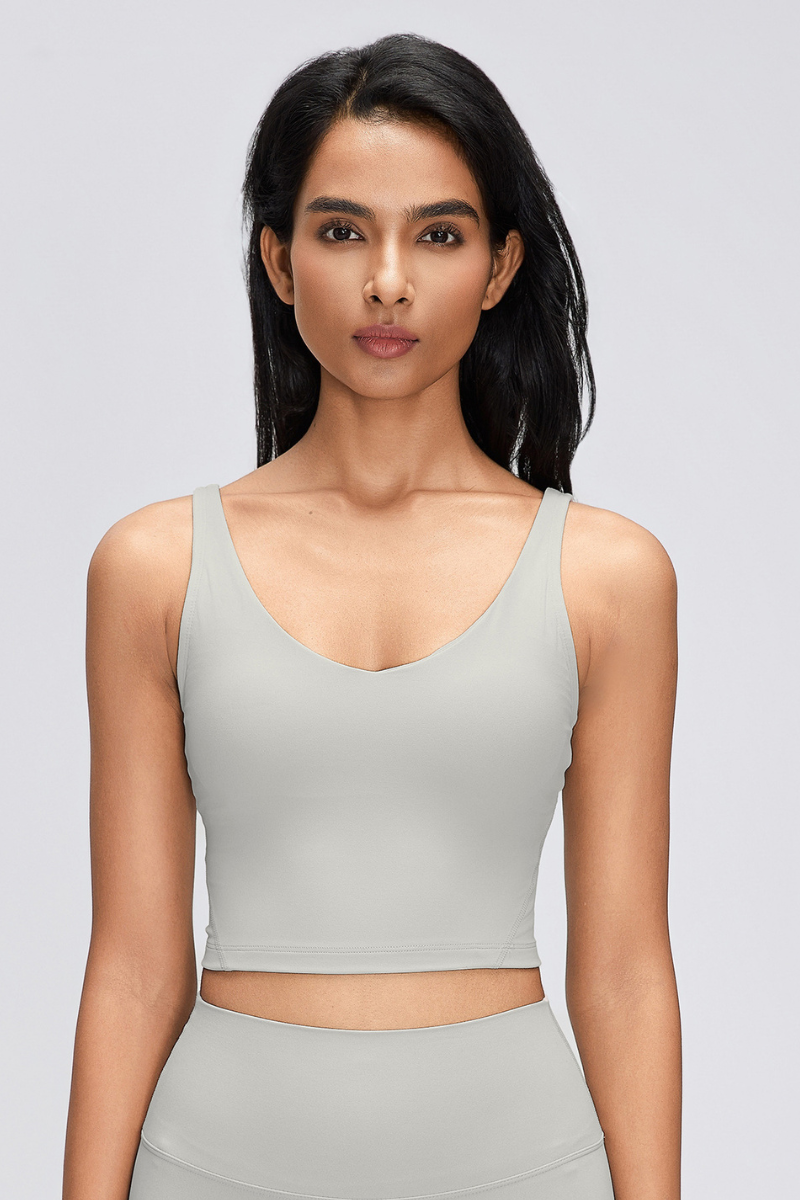 Women's Naked Feeling V Neck Padded Sports Yoga Bra