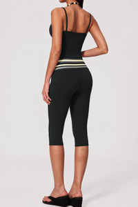 Women's Vintage Fake Two Piece Tank Top & Capri Leggings Set