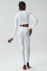 Women's Petal Long Sleeve Crop Top And Leggings Two-Piece Set