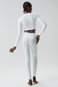 Women's Petal Long Sleeve Crop Top And Leggings Two-Piece Set