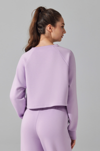 Women's Cropped Drawstring Long Sleeve Athletic Sweatshirt